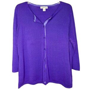 Coldwater Creek Silk/Cotton Cardigan - Orchid/Lavender - 1X